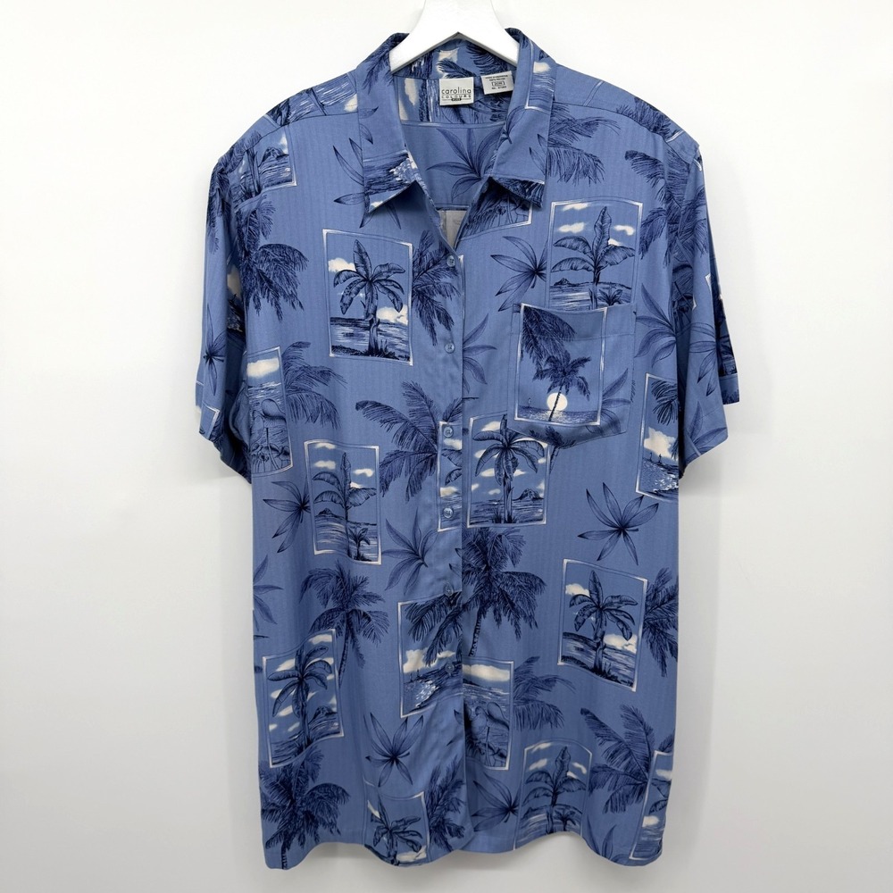 Vintage Hawaiian‎ Womens Top Shirt Plus Size 20W Shoulder Pads Coastal Resort 3X